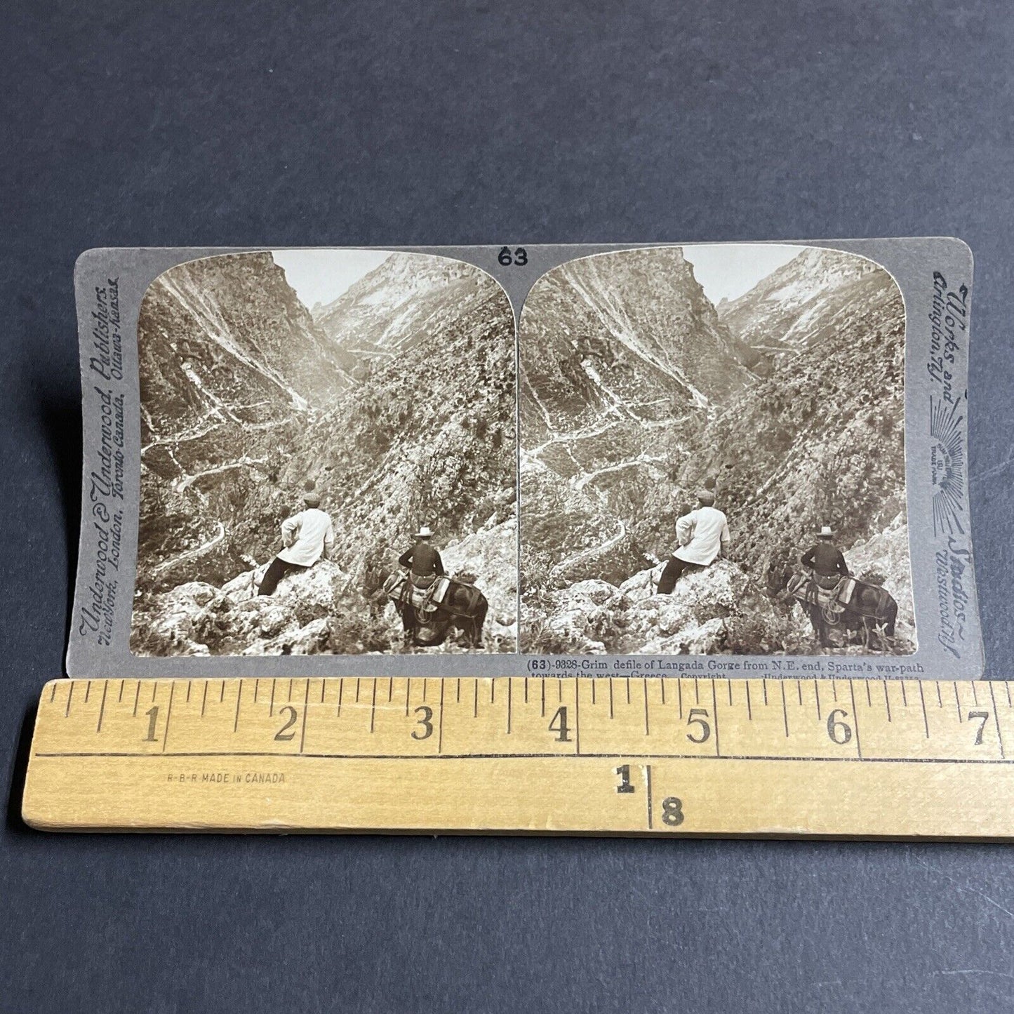 Antique 1910s Men Hunting In Langada Pass Greece Stereoview Photo Card P4415