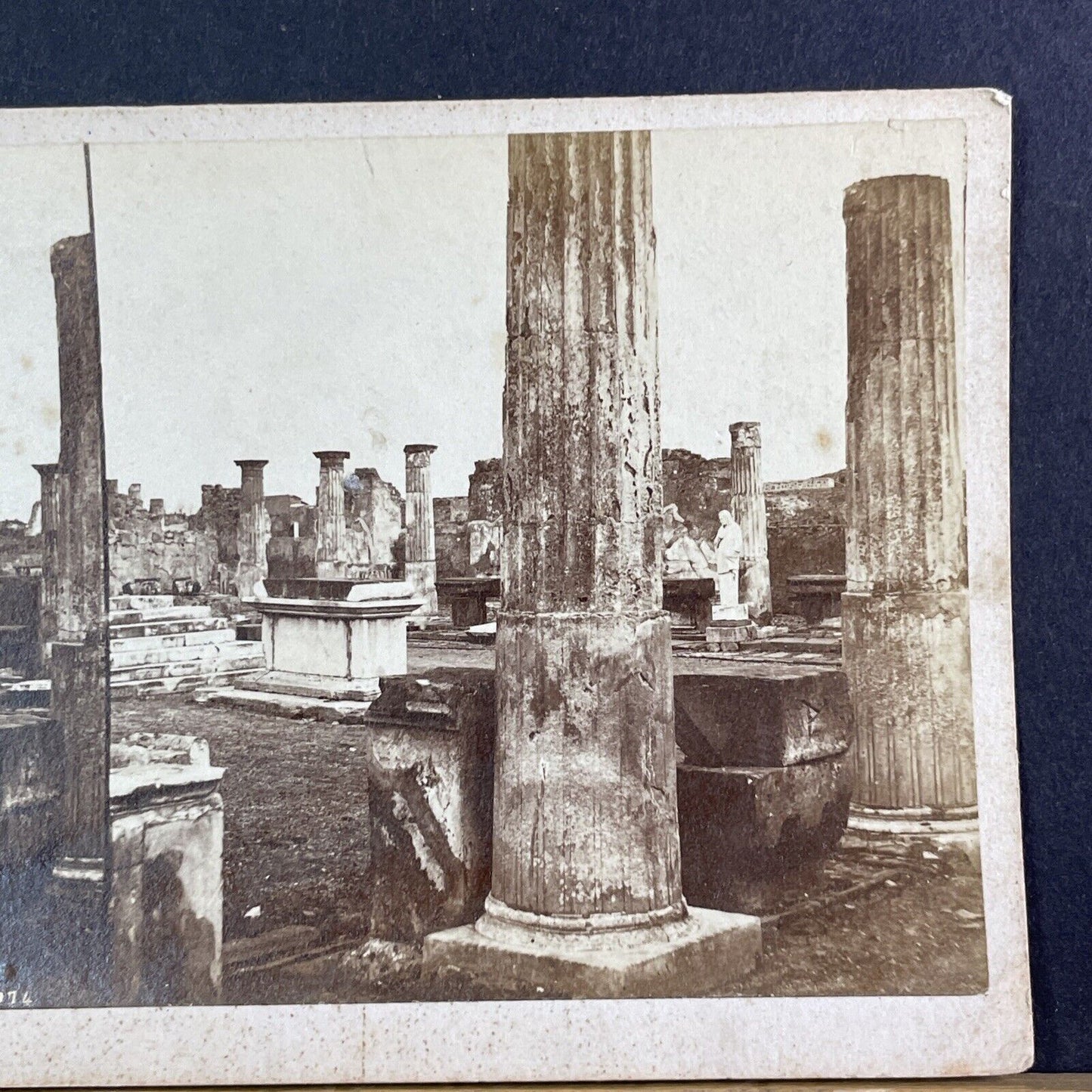 Marble Pillars Volcano Pompeii Stereoview Michele Amodio Antique c1863 X3511