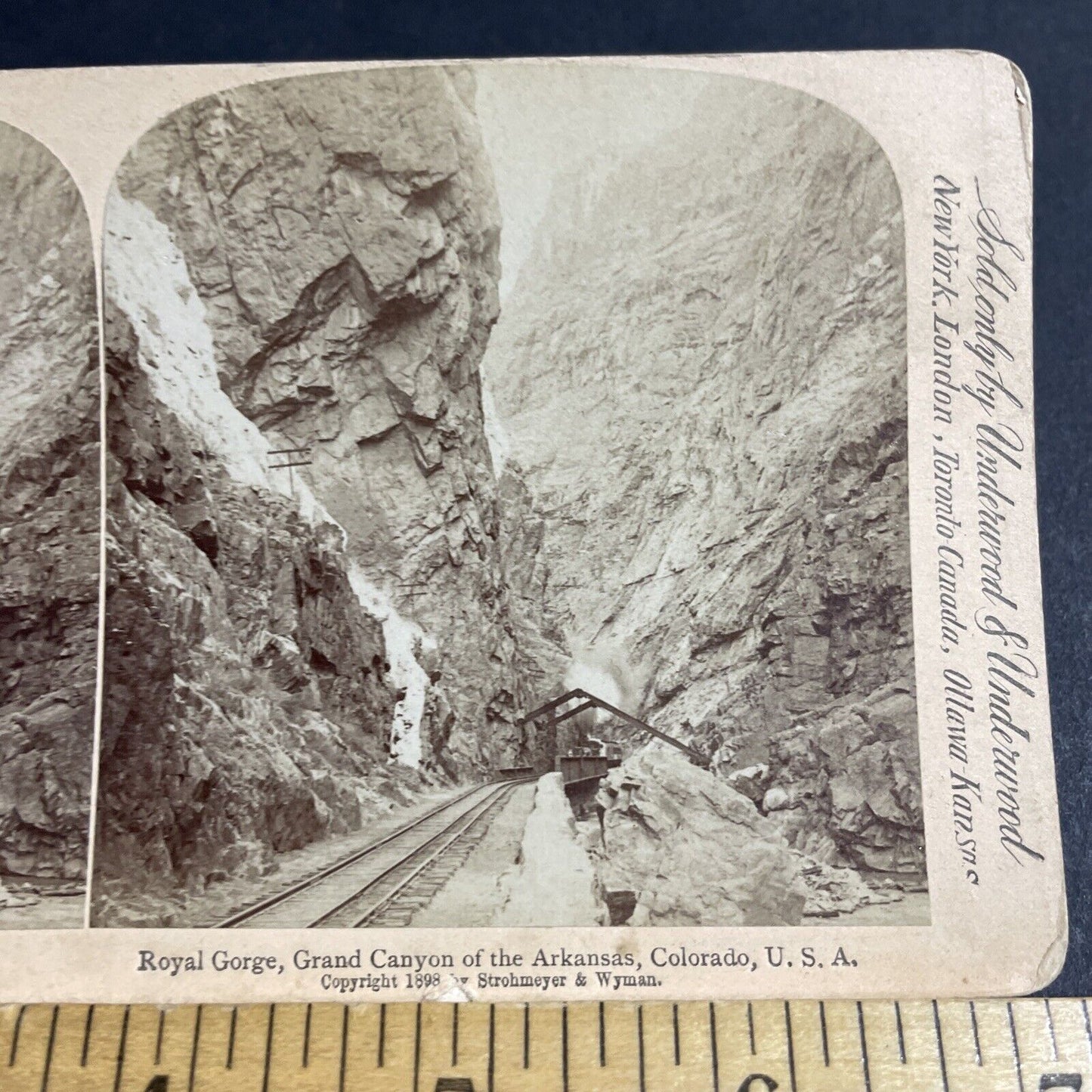 Antique 1898 Royal Gorge Railway Colorado USA Stereoview Photo Card P4847