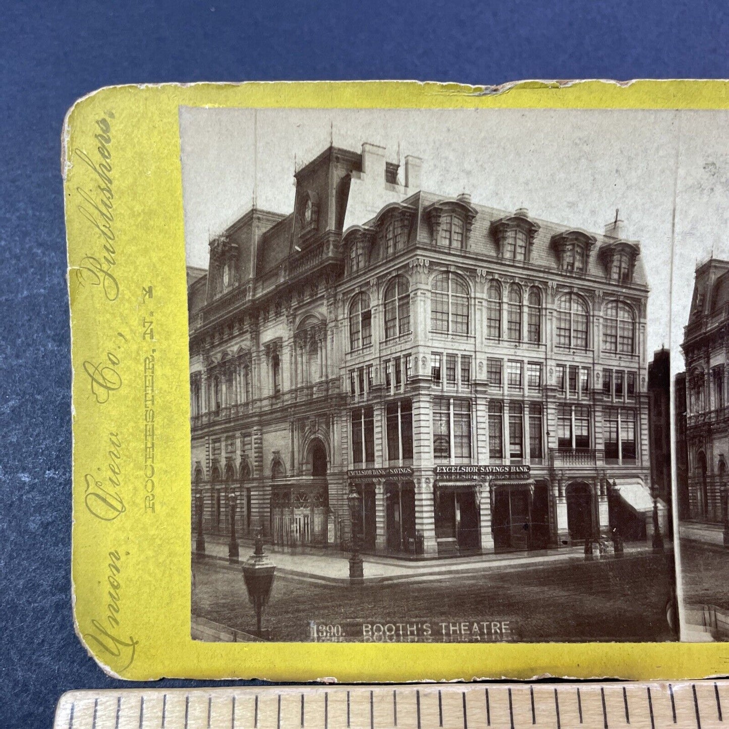 Antique 1870s Booth's Theater New York PHOTO ERROR Stereoview Photo Card V3342