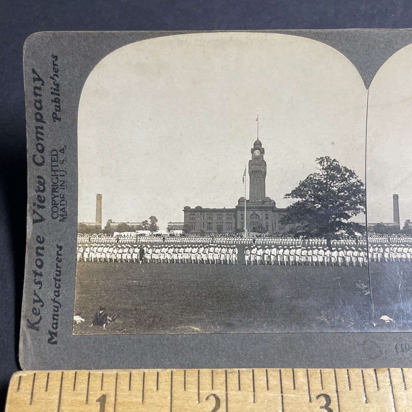 Antique 1903 US Navy Sailors Great Lakes Illinois Stereoview Photo Card P4821