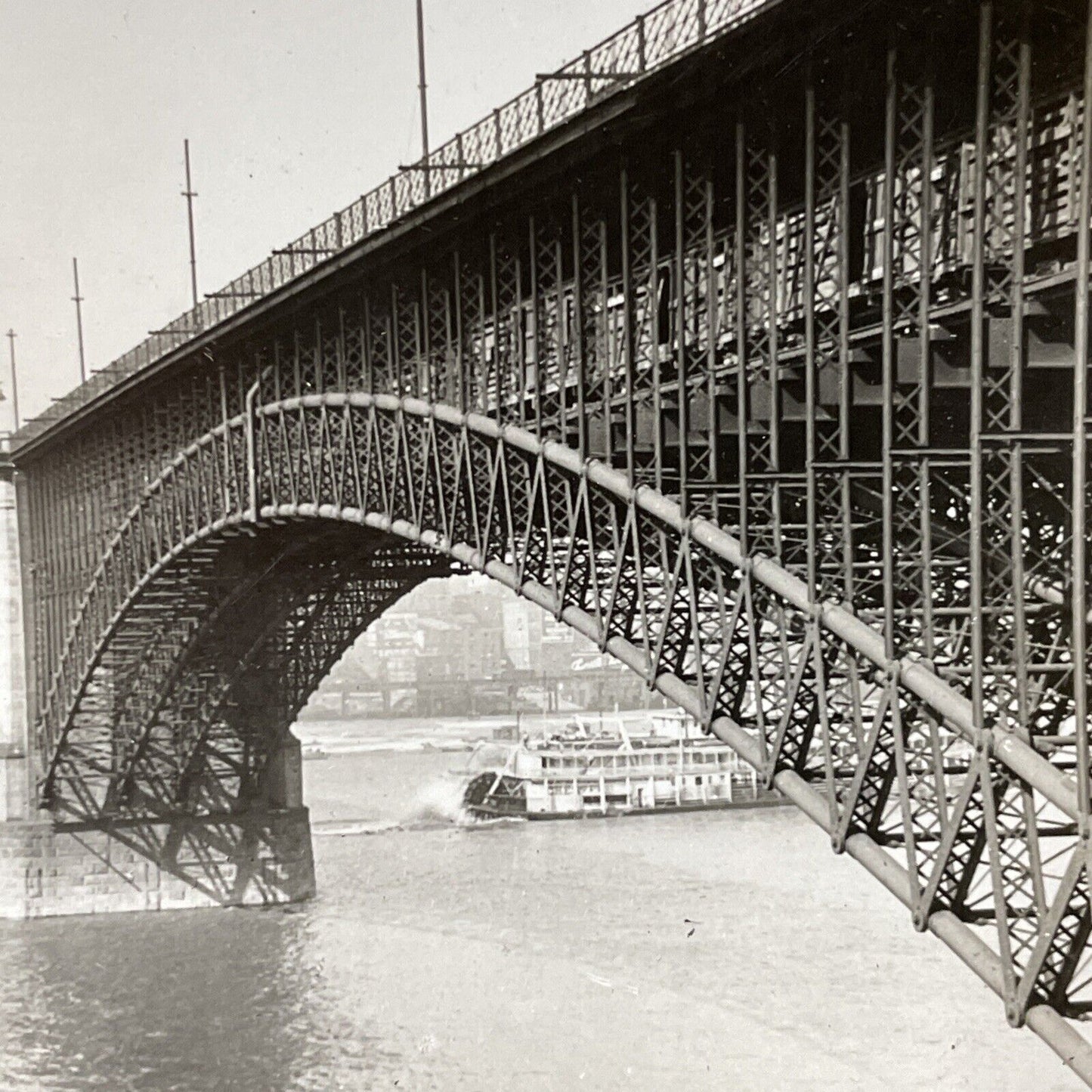 Antique 1910s Eads Bridge St. Louis Missouri Stereoview Photo Card V2594