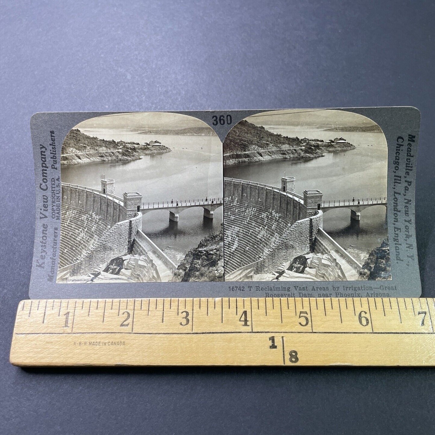 Antique 1910s Theodore Roosevelt Dam Arizona Stereoview Photo Card P3209