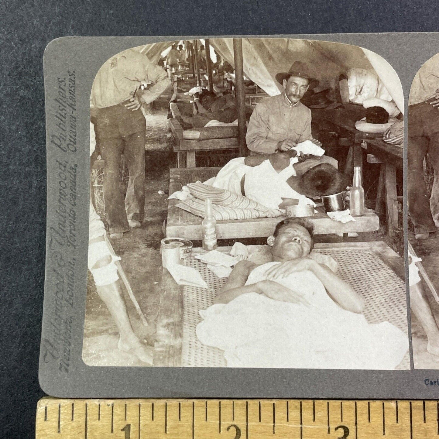 US Hospital For Injured Rebel Troops Stereoview Philippines Antique c1899 X2739