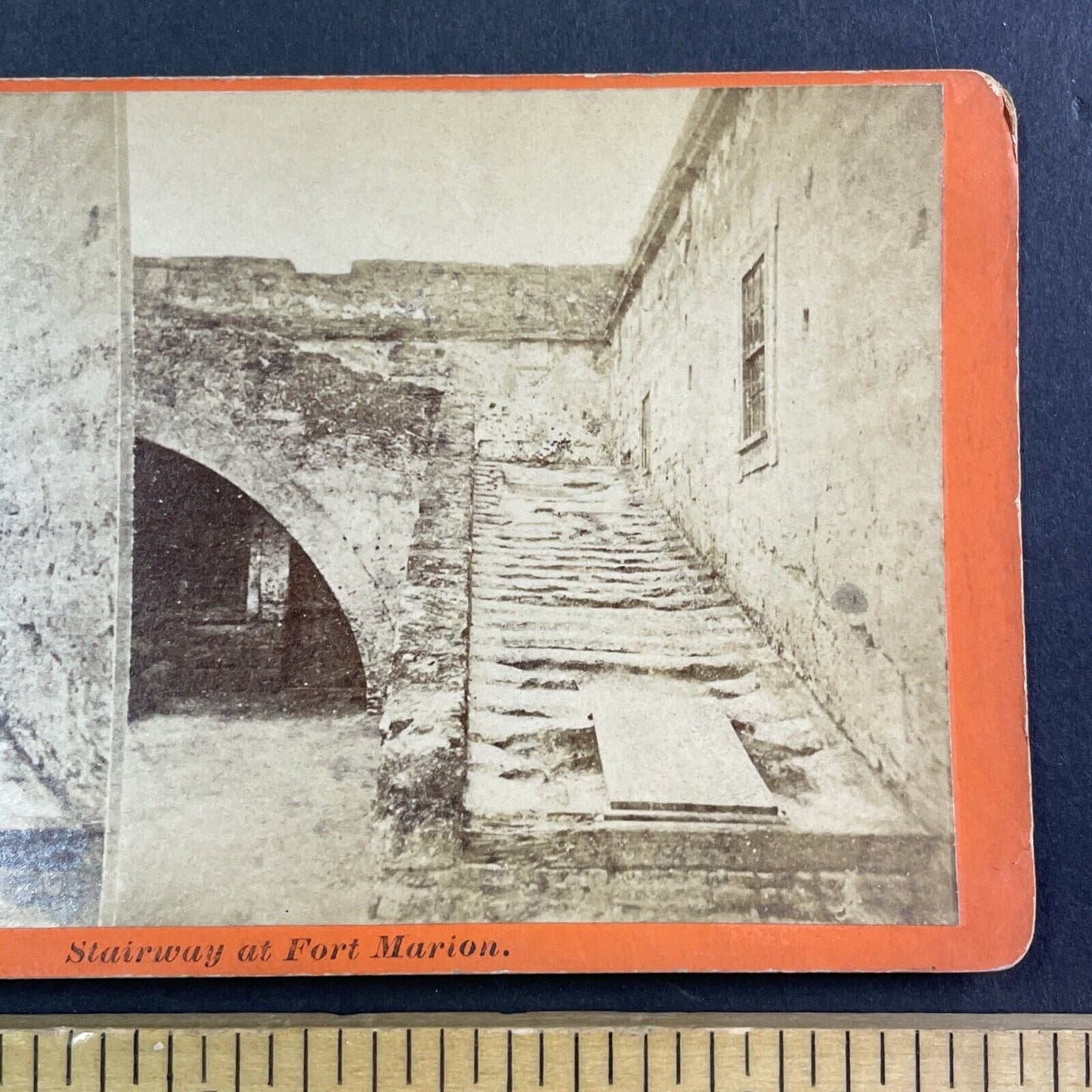 Eroded Stairway Fort Marion Stereoview St. Augustine Florida Antique c1870s Y076