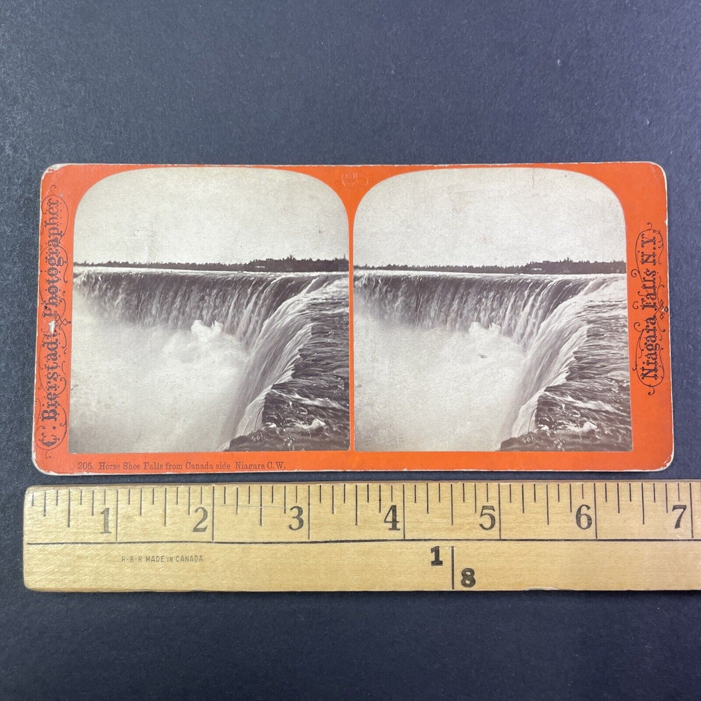 Horse Shoe Falls Heavy Water Flow Niagara Stereoview C. Bierstadt c1870s Y1846