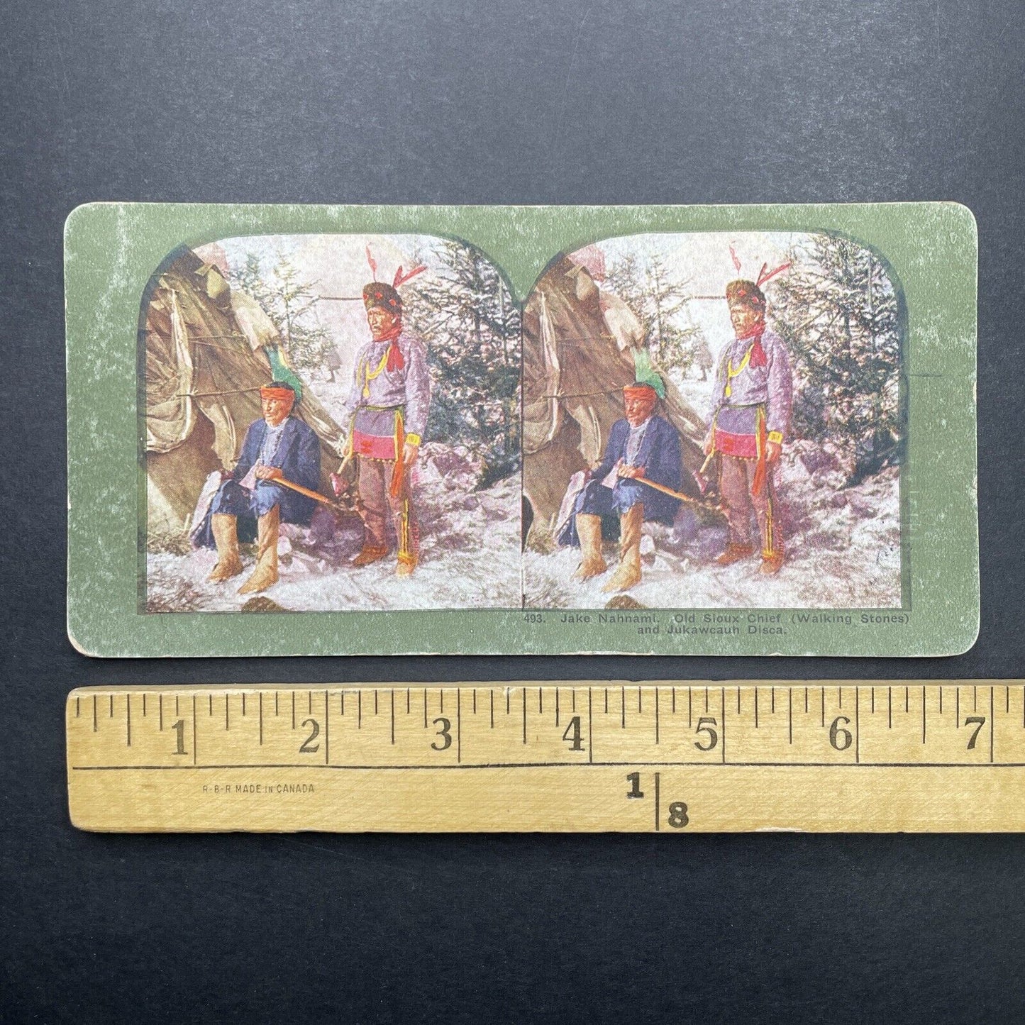 Antique 1899 Sioux Chief Walking Stones In Camp Stereoview Photo Card P580-061