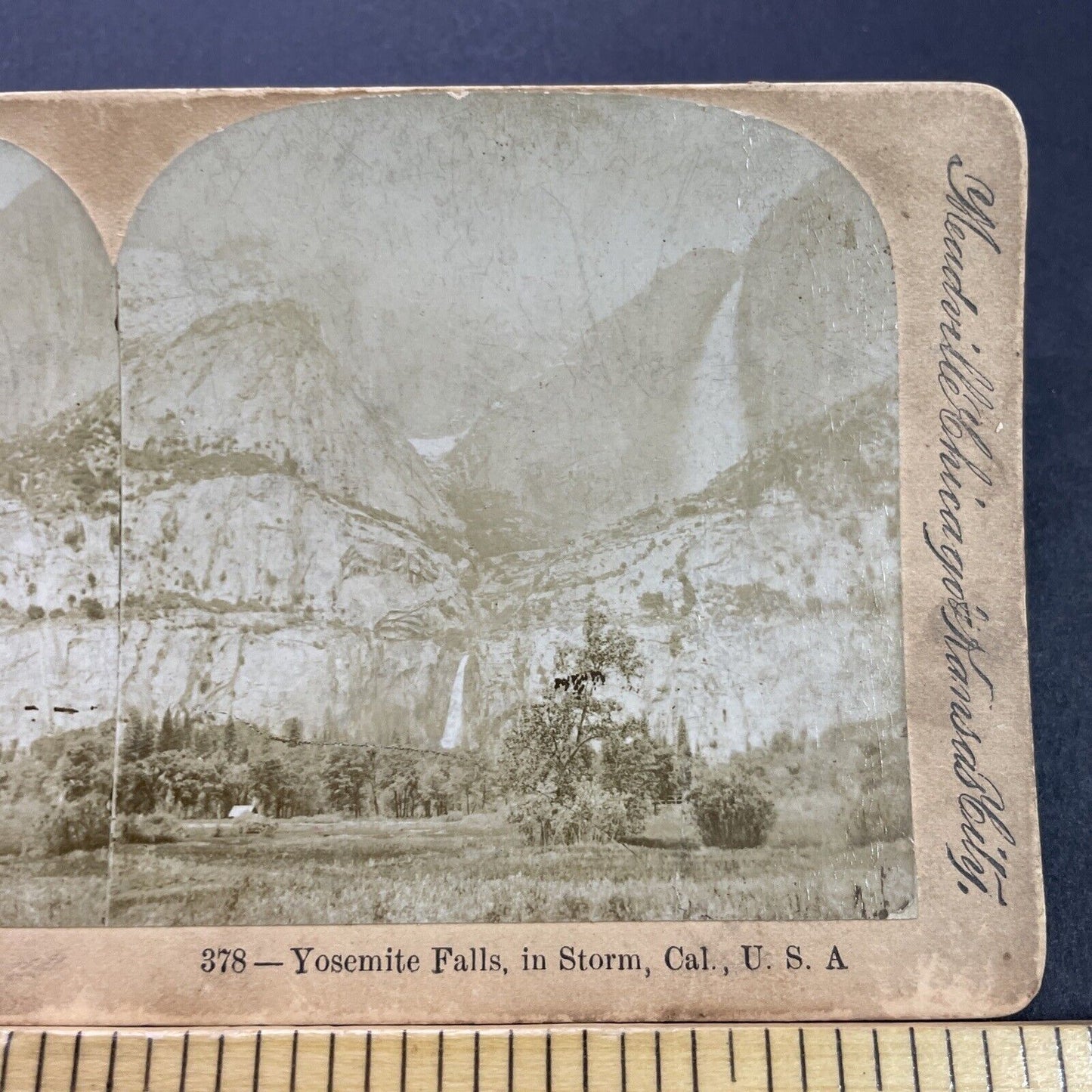 Antique 1880s Yosemite Falls California During Storm Stereoview Photo Card P3552