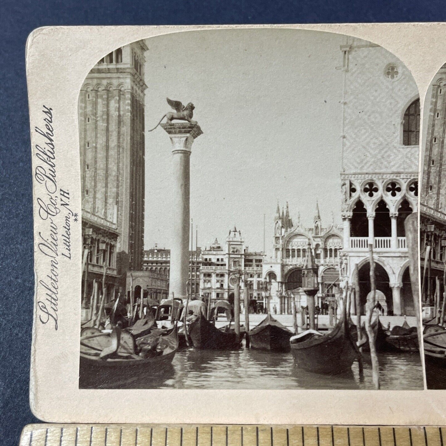 Antique 1898 City Of Venice Italy With Gondolas Stereoview Photo Card V3215