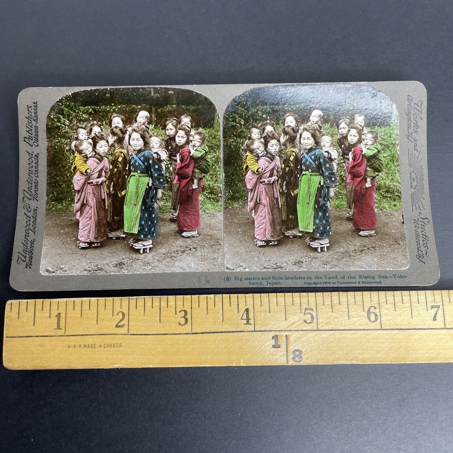 Antique 1904 Children In Yokohama Japan Stereoview Photo Card PC841