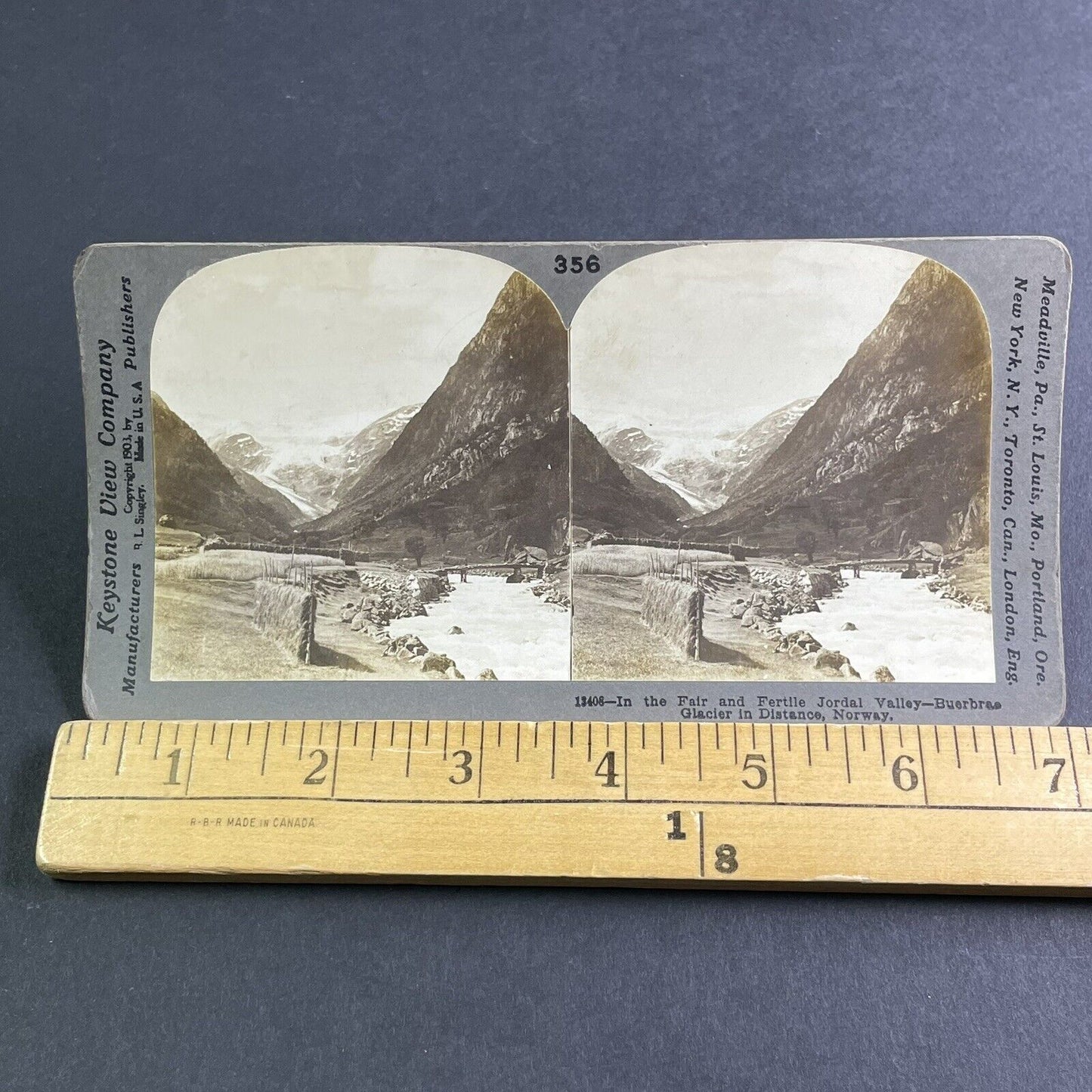 Antique 1903 Buarbreen Glacier Ullensvang Norway Stereoview Photo Card P2229