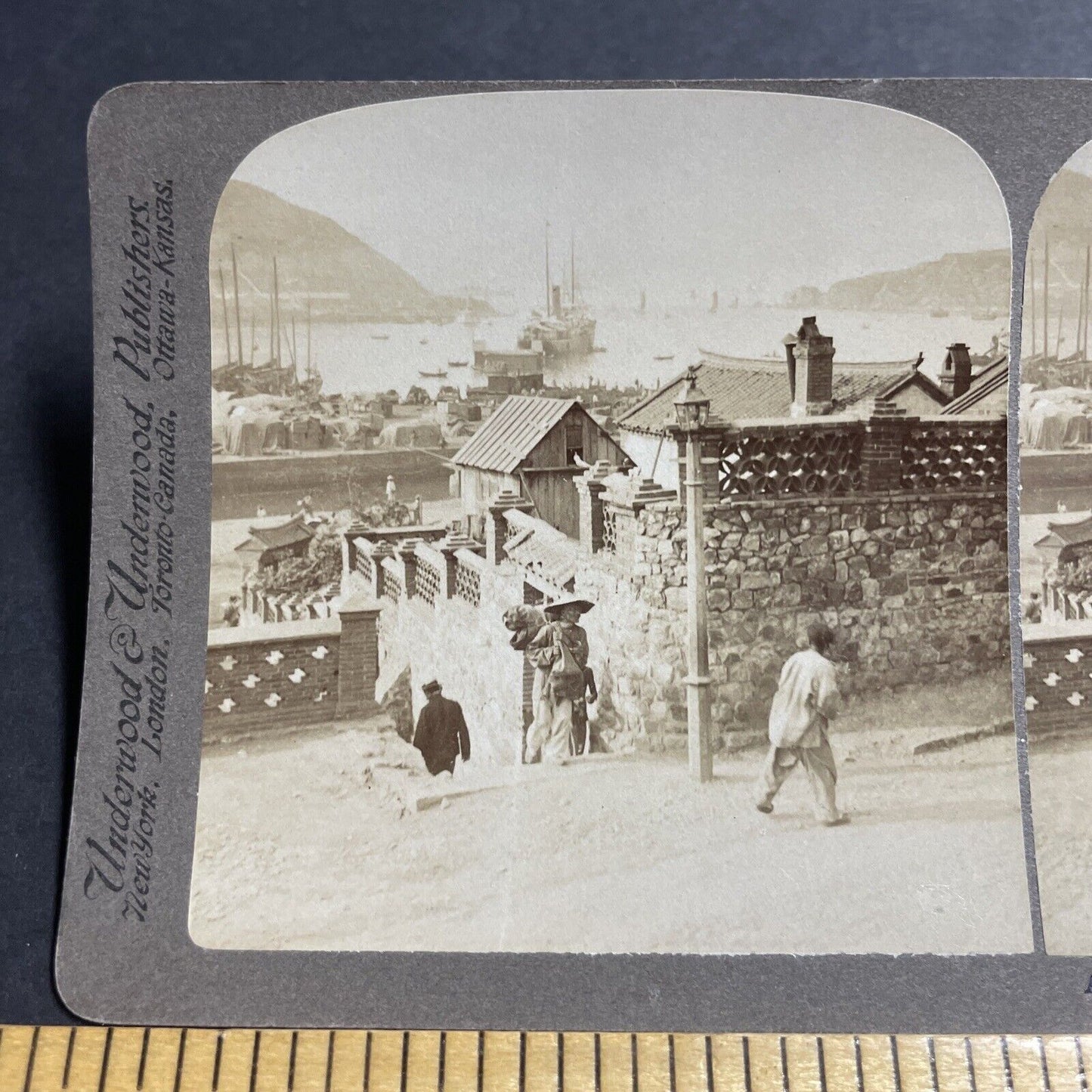 Antique 1904 Lushon Port City China Occupied By Japan Stereoview Photo Card 5617