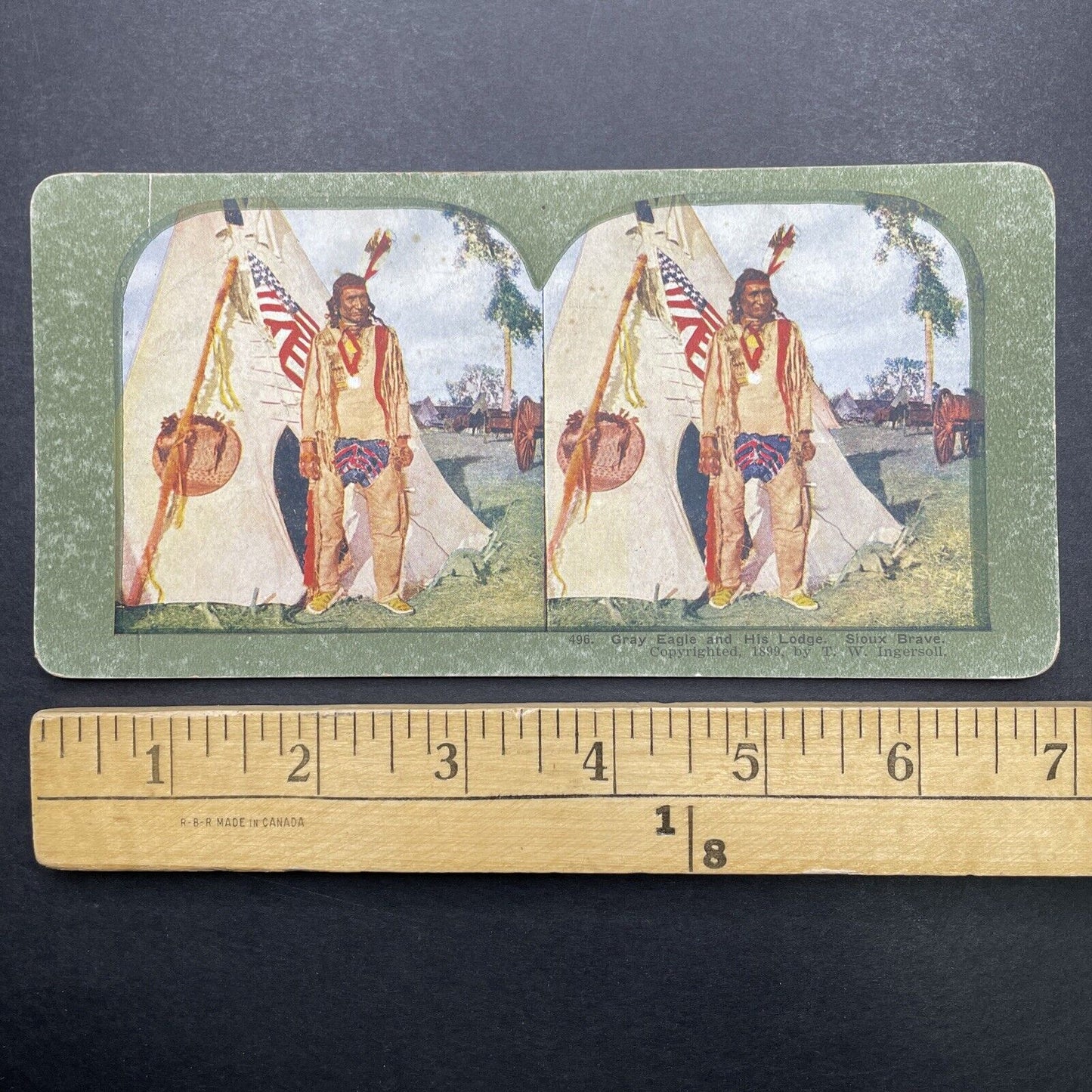 Antique 1899 Gray Eagle Native Sioux Chief Stereoview Photo Card P580-058