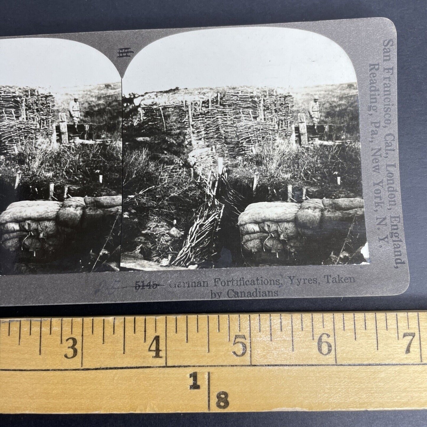 Antique 1917 German Trench Taken By Canada Stereoview Photo Card PC874