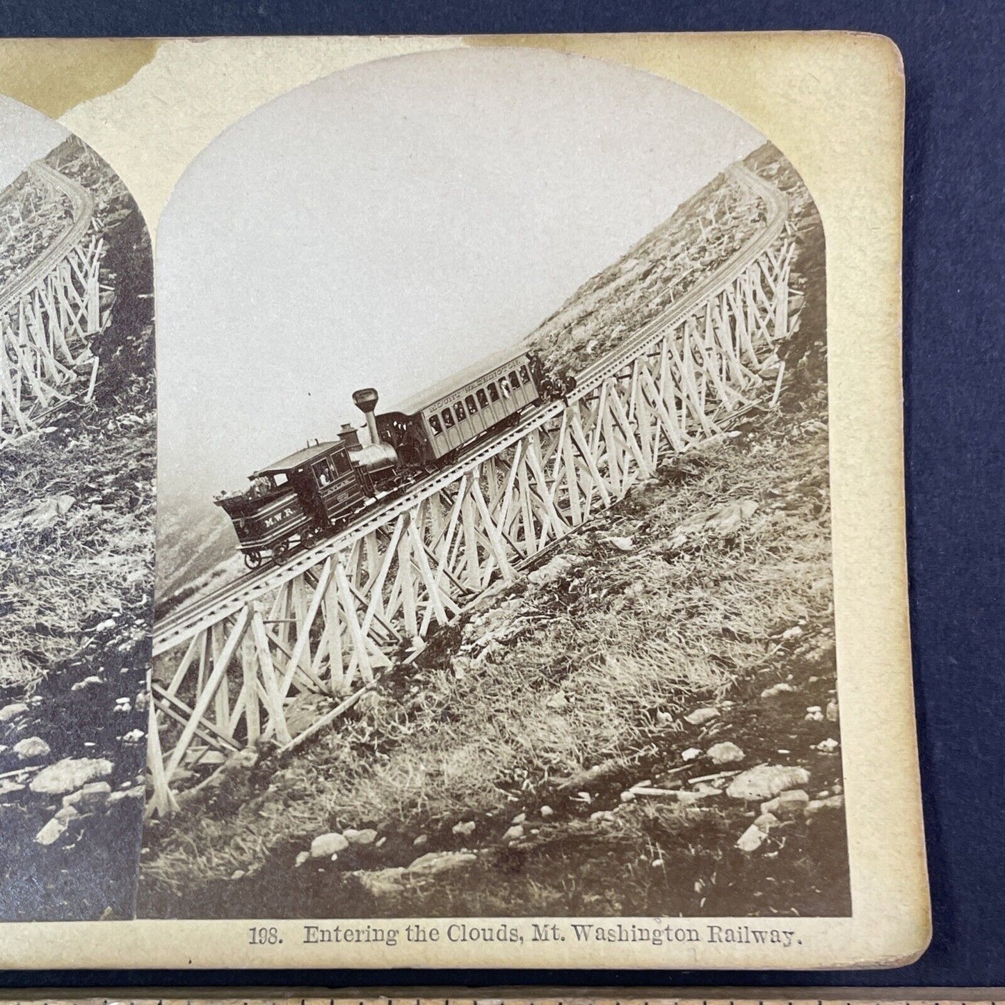 Mount Washington Cog Railway Passengers Stereoview New Hampshire c1870s Y1848