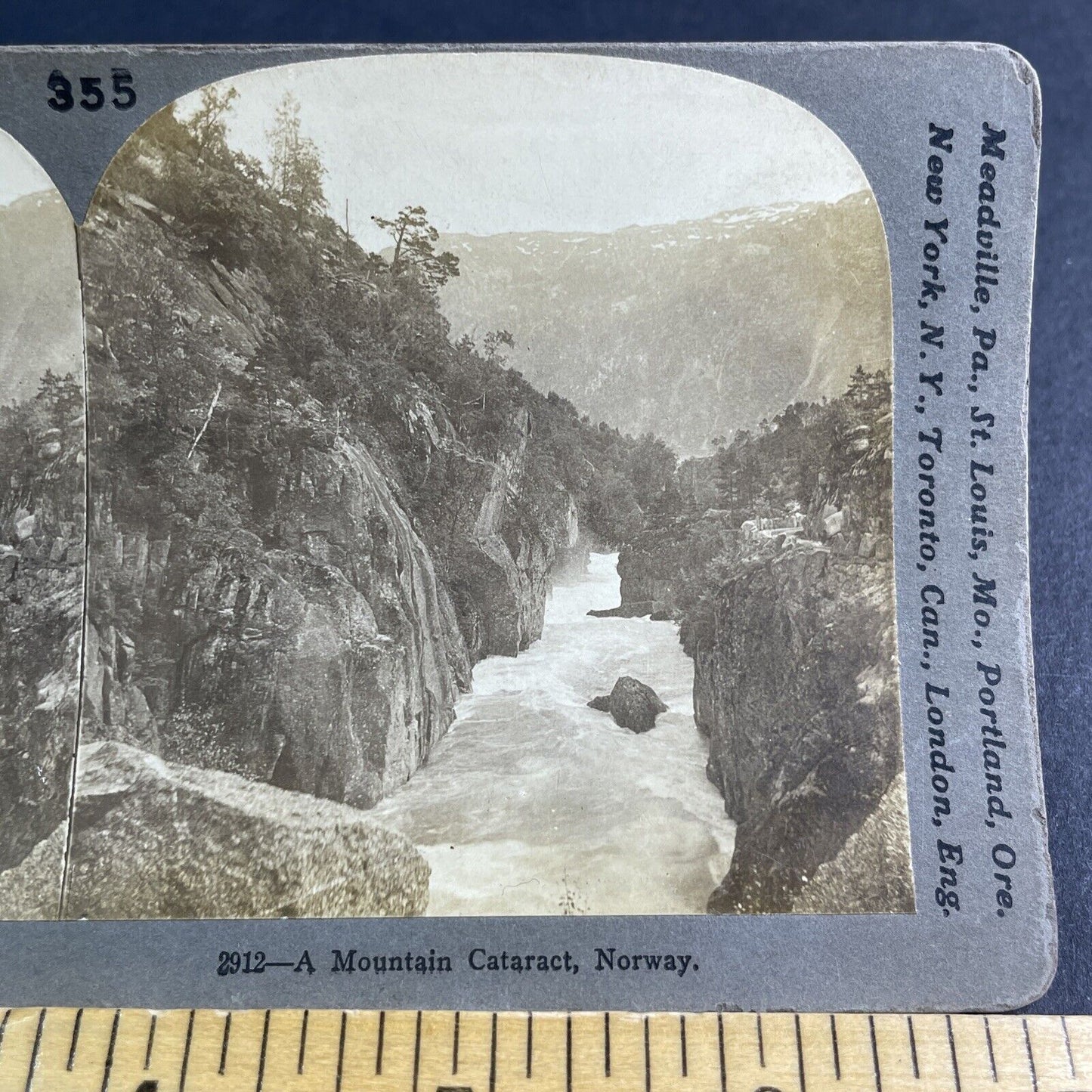 Antique 1897 Glacial River Northern Norway Stereoview Photo Card P2123