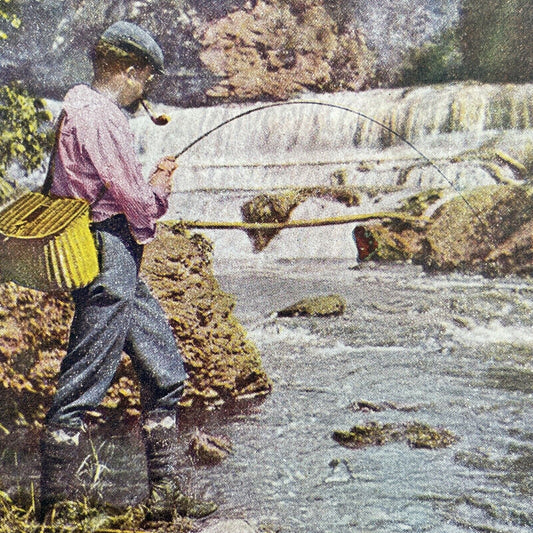 Antique 1904 Fishing In Washington State Stereoview Photo Card P580-077