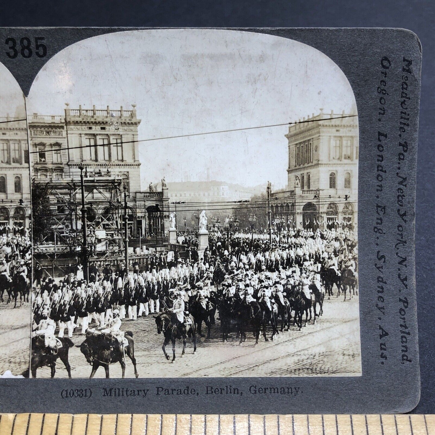 Antique 1915 German Military Parade Berlin Germany Stereoview Photo Card P2008