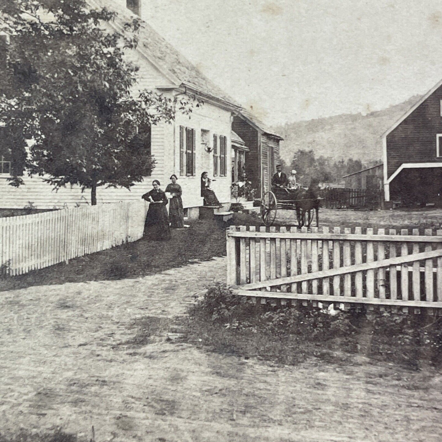 Stratton House Fairlee Vermont Stereoview CB Cheney Photo Card Antique 1869 X992