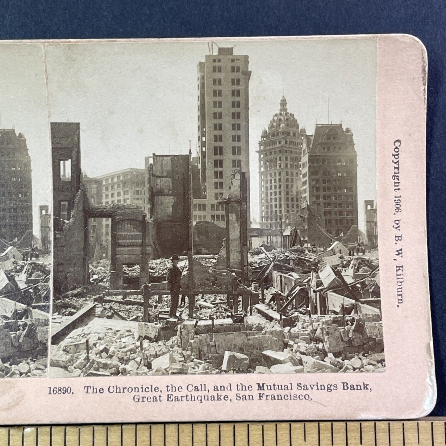 San Francisco Savings Bank Collapse Stereoview Photo Card Antique 1906 X804