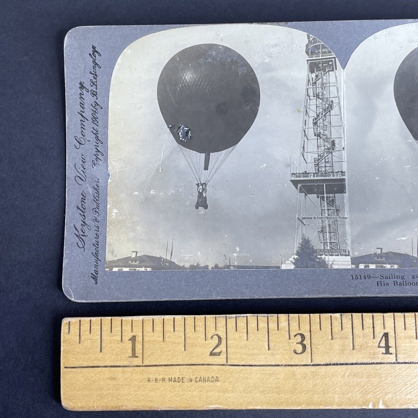 Antique 1904 George Tomlinson Balloon Flight Stereoview Photo Card P981