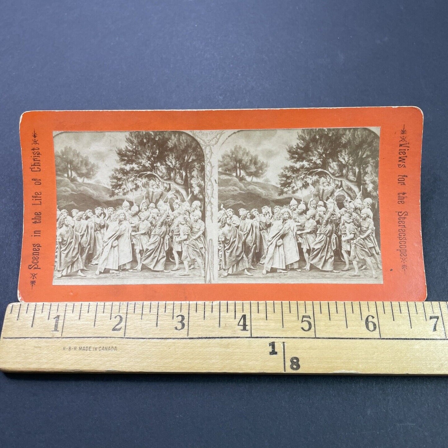 Antique 1880s Judas Betraying Jesus Christ Stereoview Photo Card P3138