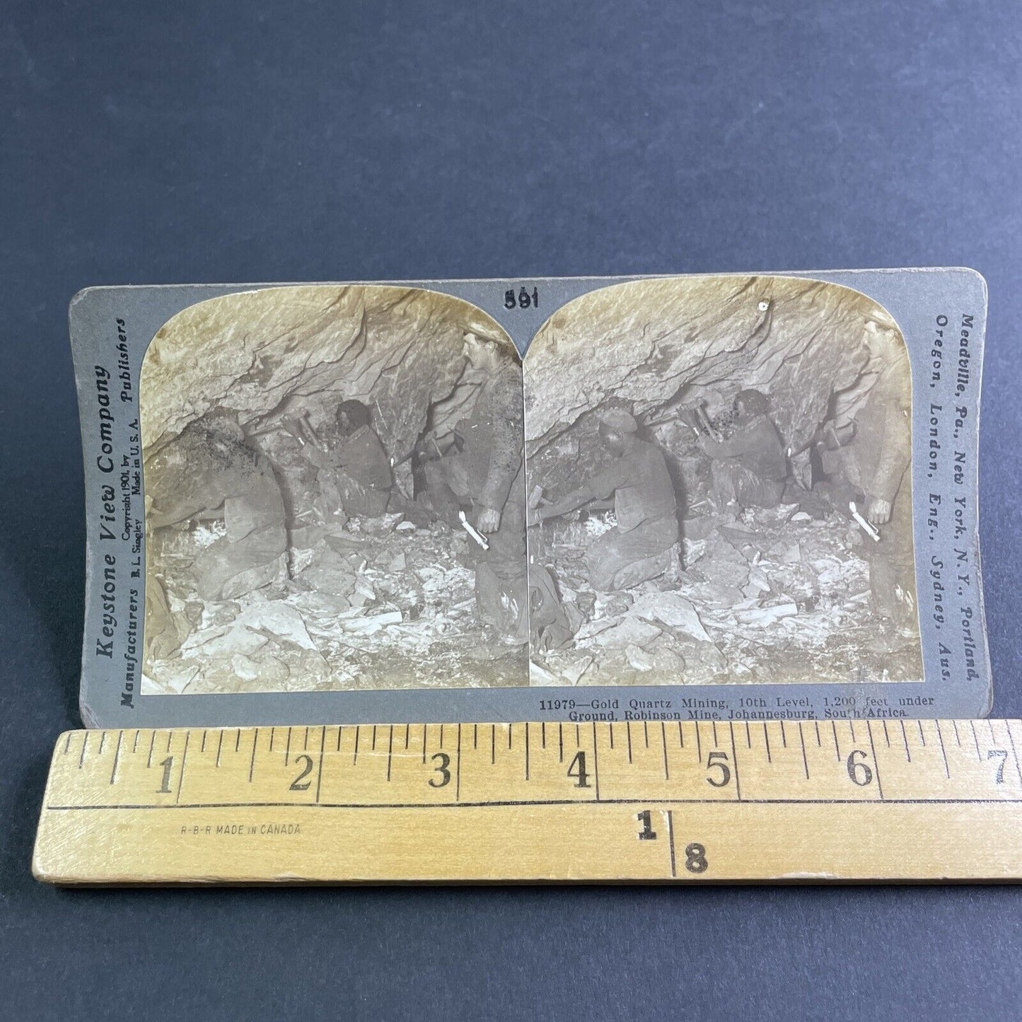 Antique 1901 Gold Mining Johannesburg South Africa Stereoview Photo Card P2134