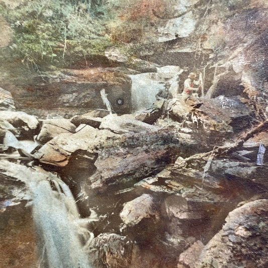 Antique 1870s Kaaterskill River Falls Rapids New York Stereoview Photo Card V468