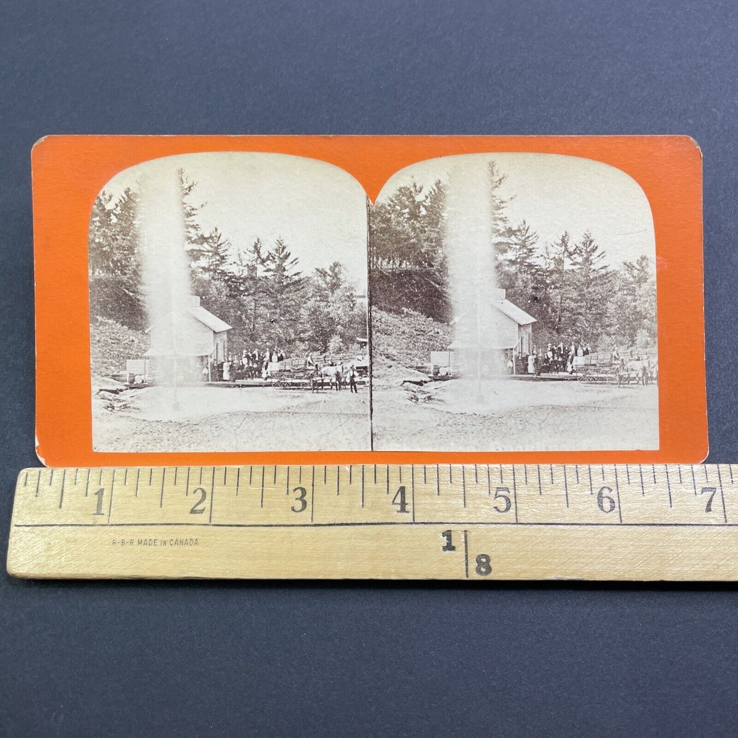 Antique 1870s Spouting Spring Saratoga Springs NY Stereoview Photo Card V495