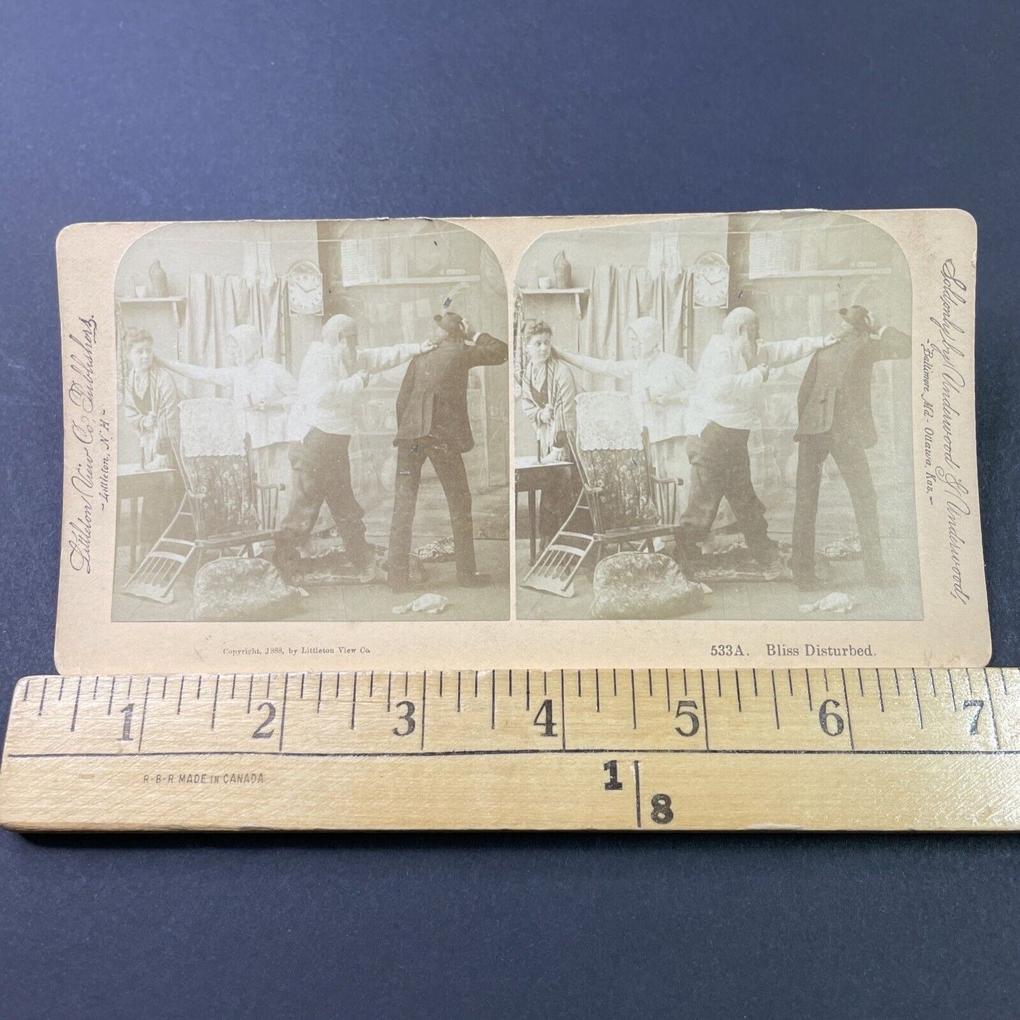 Antique 1888 Lovers Are Caught & Scolded By Parents Stereoview Photo Card P2916