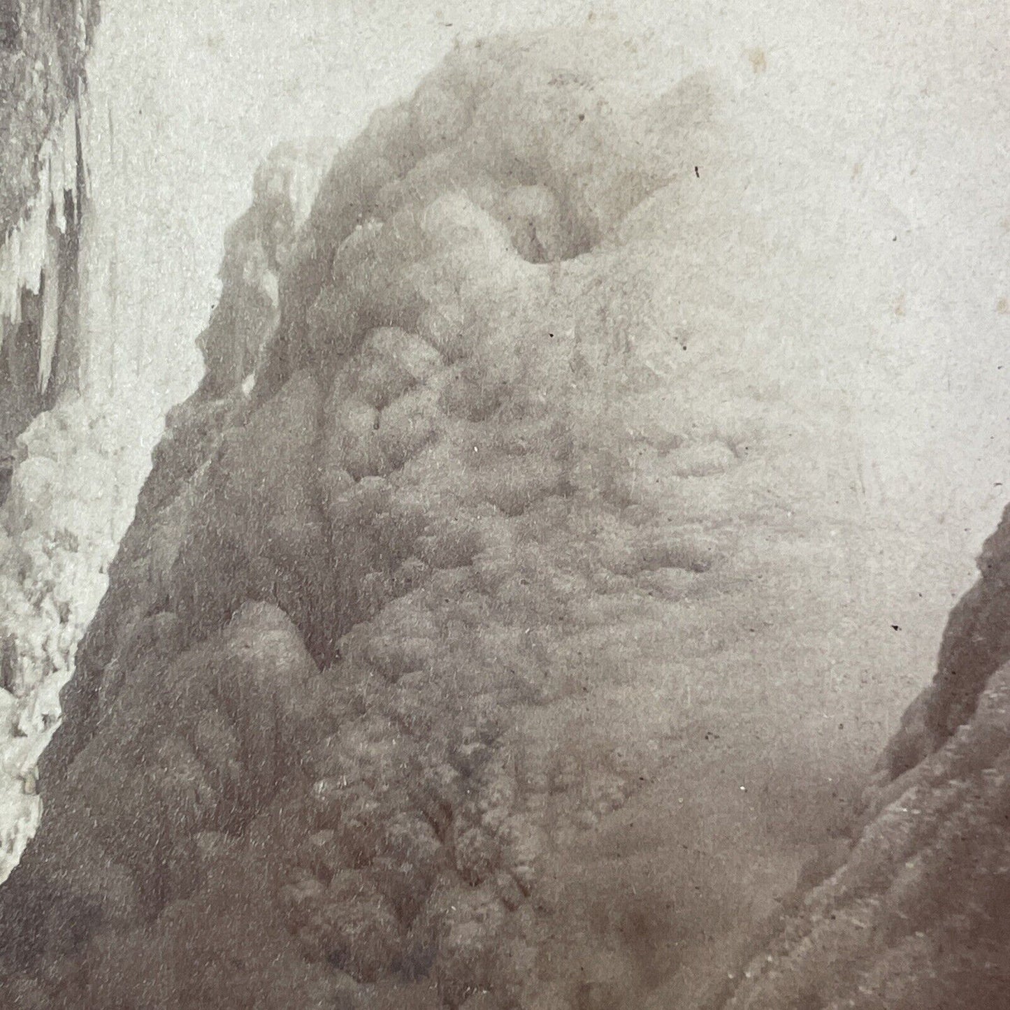 Under Niagara Falls In Winter Stereoview Photo CW Woodward Antique c1868 X1278