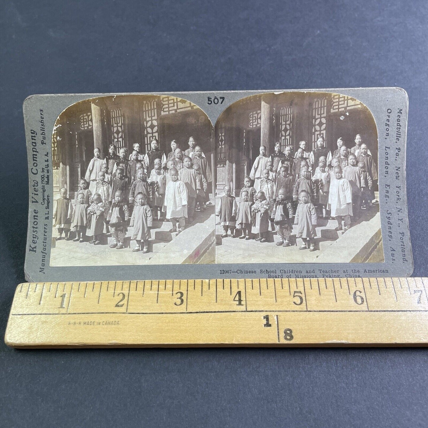 Antique 1900 Christian Mission School Beijing China Stereoview Photo Card P2195