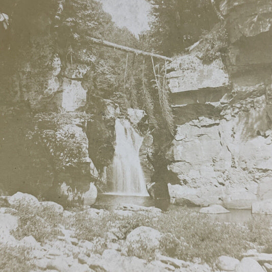 Antique 1880s Fawns Leap Haines Falls New York Stereoview Photo Card P4844