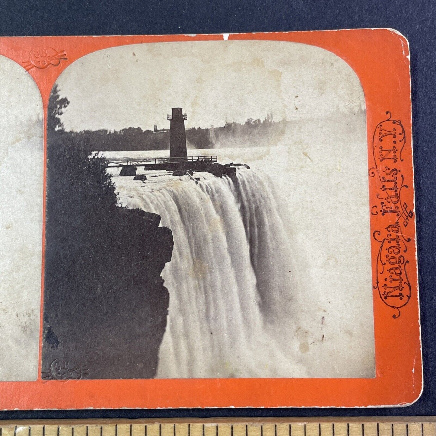 Terrapin Tower Niagara Falls NY Stereoview  Charles Bierstadt c1870s Y1838