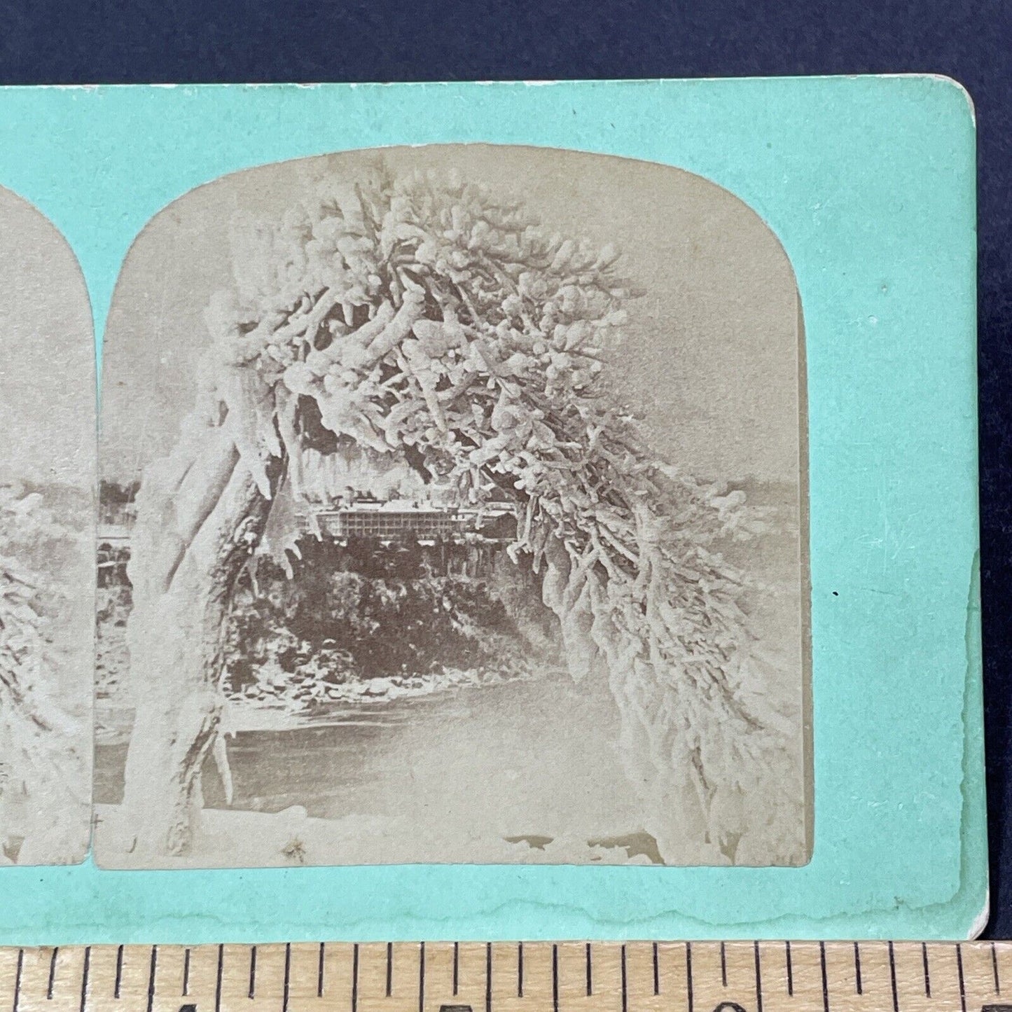 Antique 1861 Clifton Hill Ontario From Luna Island Stereoview Photo Card V2113