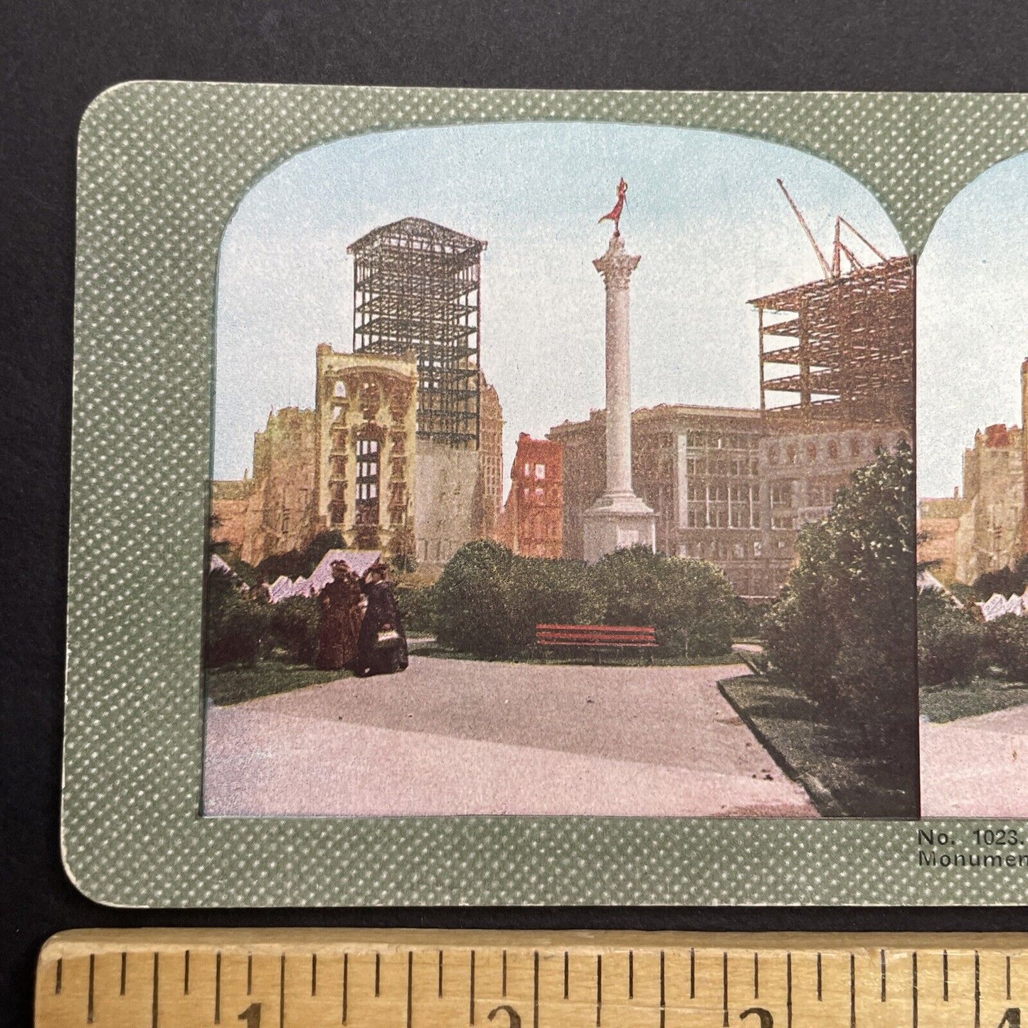 Antique 1910 San Francisco Earthquake Union Square Stereoview Photo Card 2300-23
