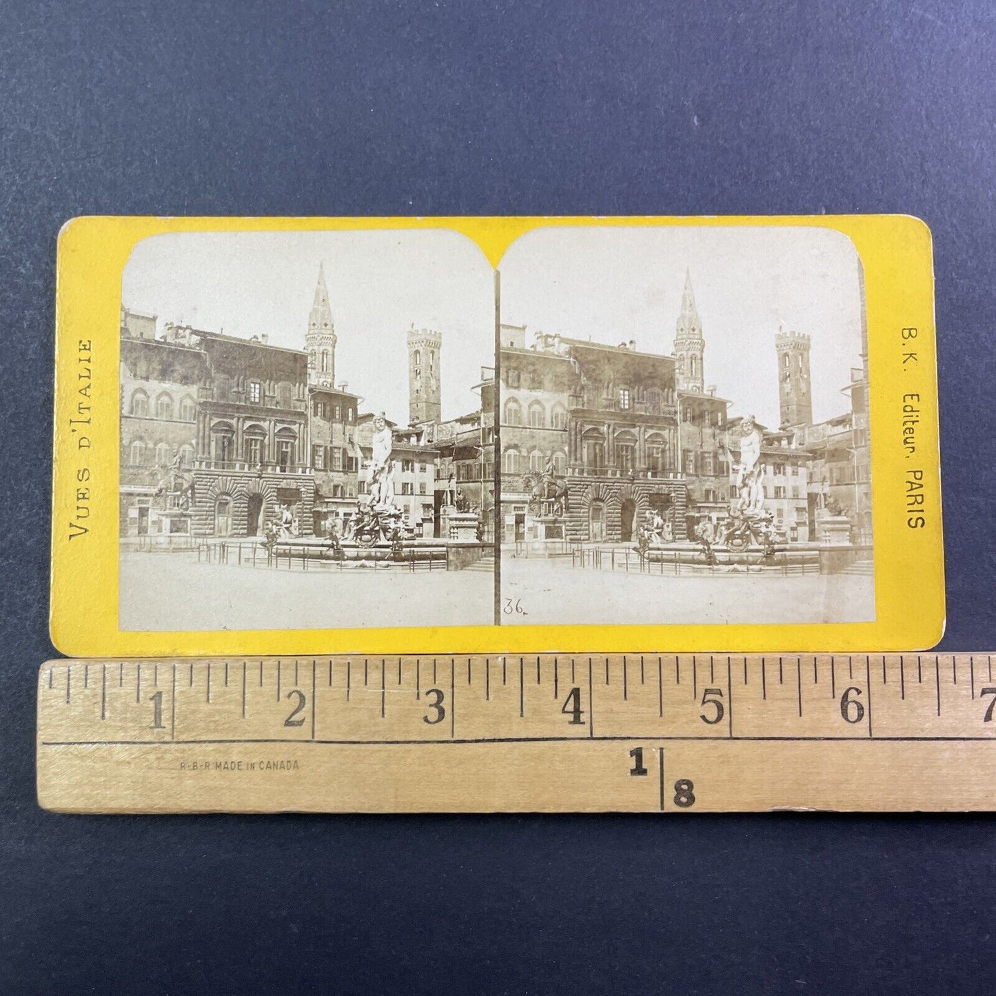 Palazzo Vecchio Florence Italy Stereoview Photo Card Antique c1875 X1359