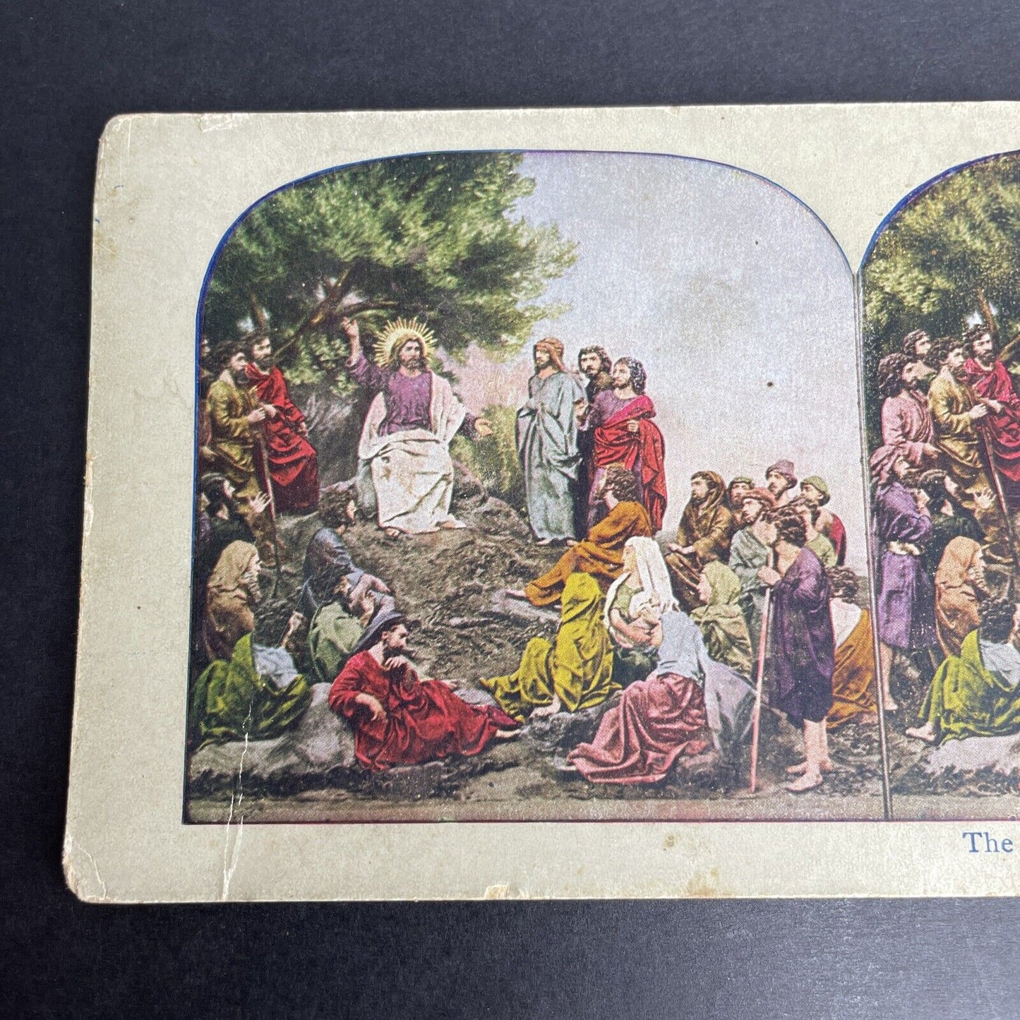 Antique 1902 Jesus Preaching The Sermon On The Mount Stereoview Photo Card P1062