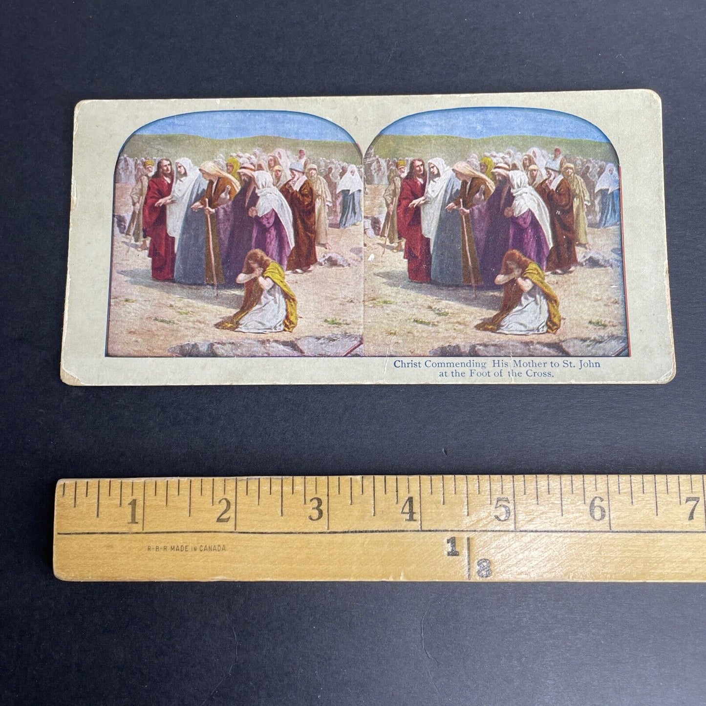 Antique 1902 Mary Mother Of Jesus At The Cross Stereoview Photo Card P1065