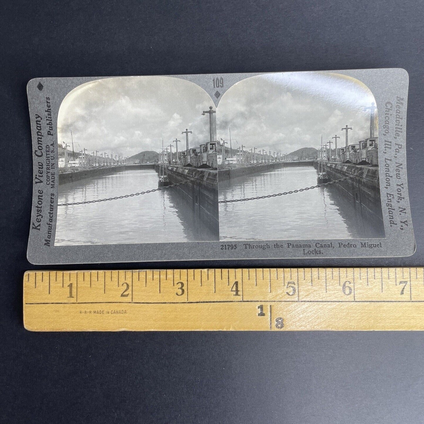 Antique 1920 Pedro Miguel Locks Panama Canal Stereoview Photo Card P958