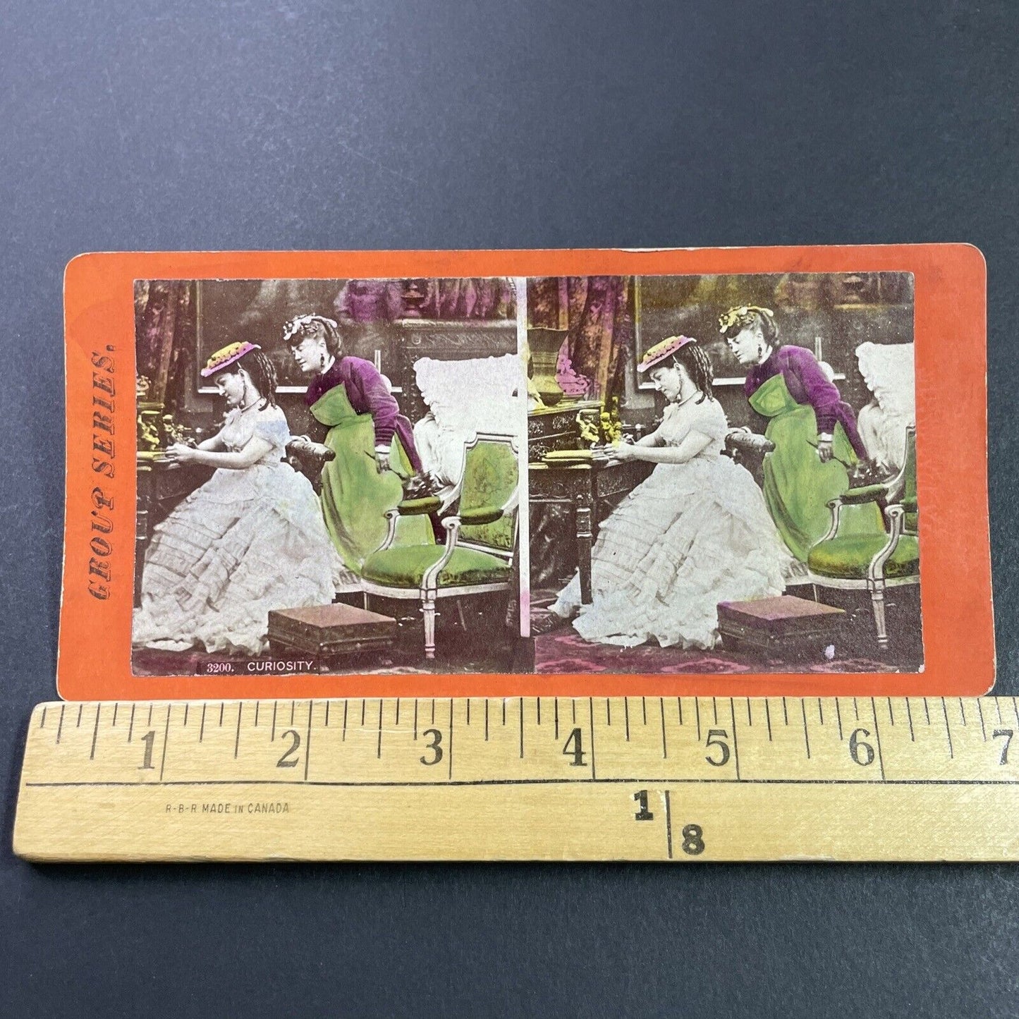 Antique 1860s Women Practice Their Writing Stereoview Photo Card P3985