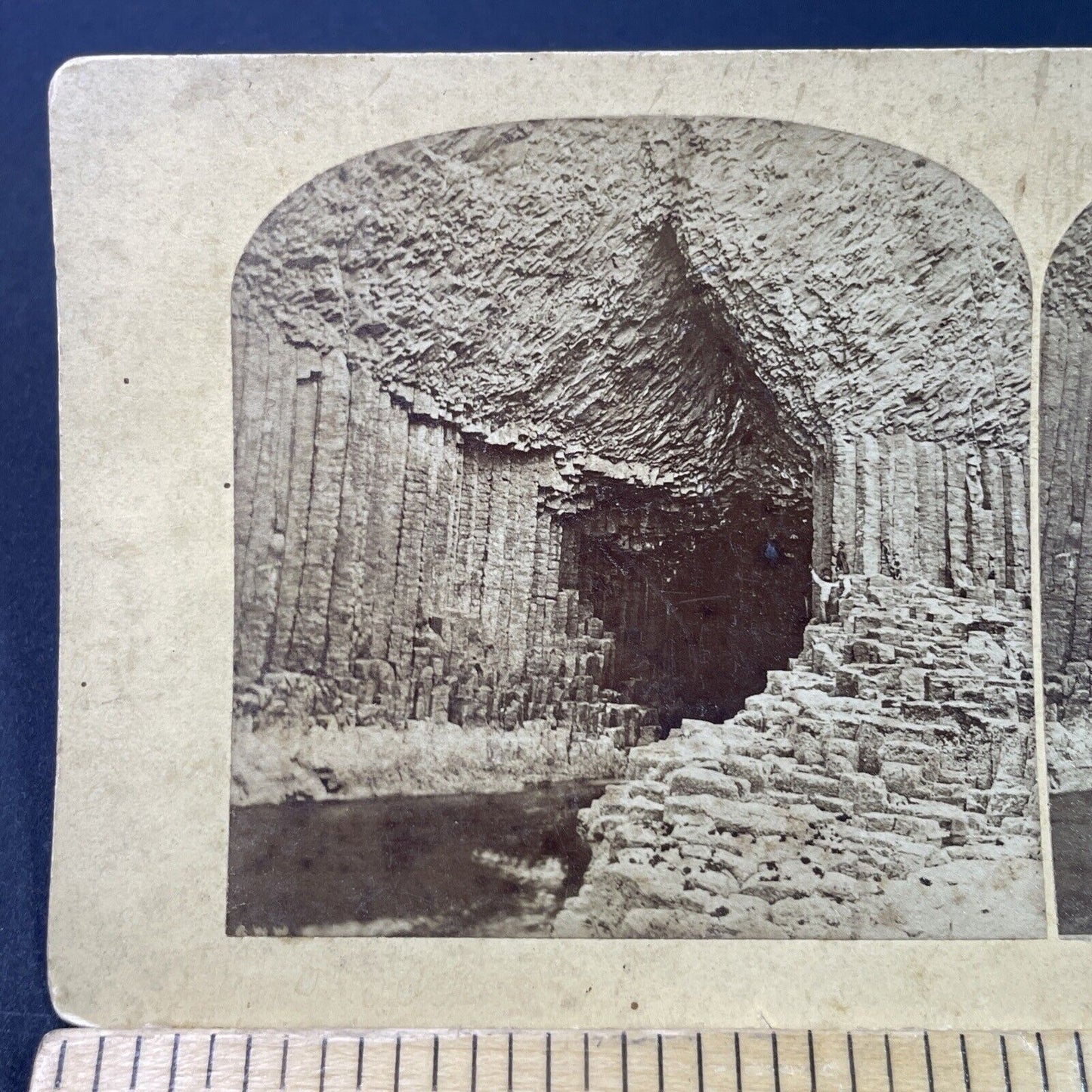 Antique 1880s Fingals Cave Staffa England North Sea Stereoview Photo Card P3368