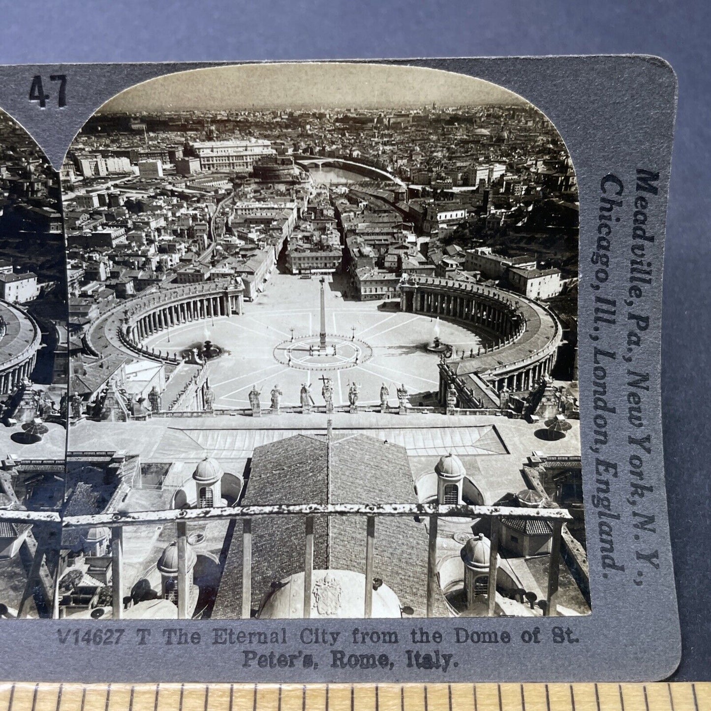 Antique 1910s Aerial View Of The City Of Rome Italy Stereoview Photo Card P2727