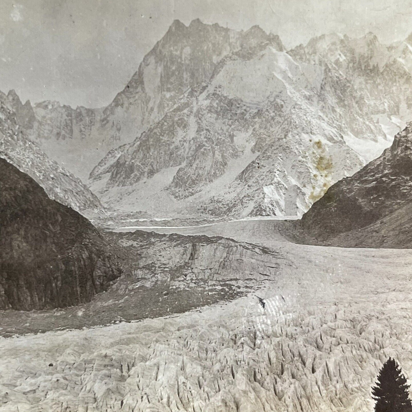 Antique 1900 Chamonix Glacier Mer De Glace France Stereoview Photo Card P2230