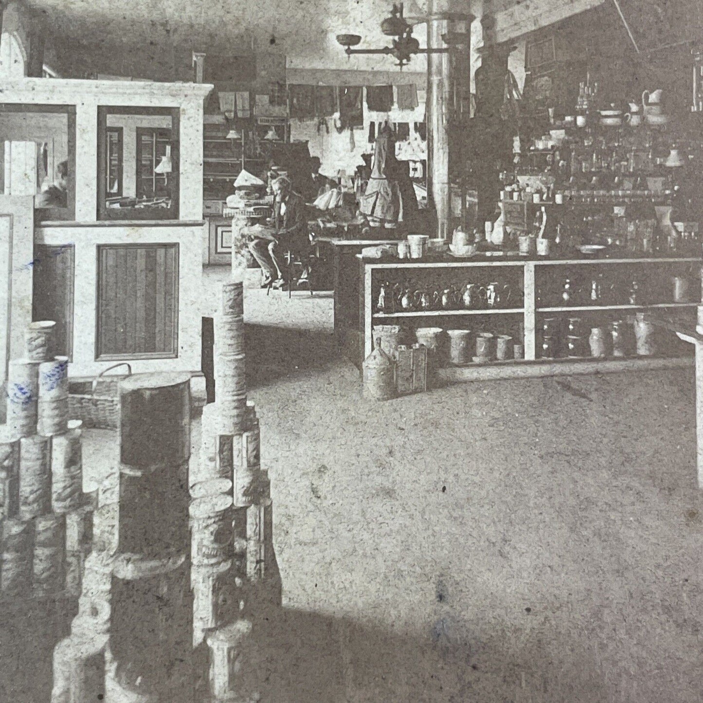 Grocery Store in Nyack New York Stereoview Van Wagner Antique c1870 Y1031