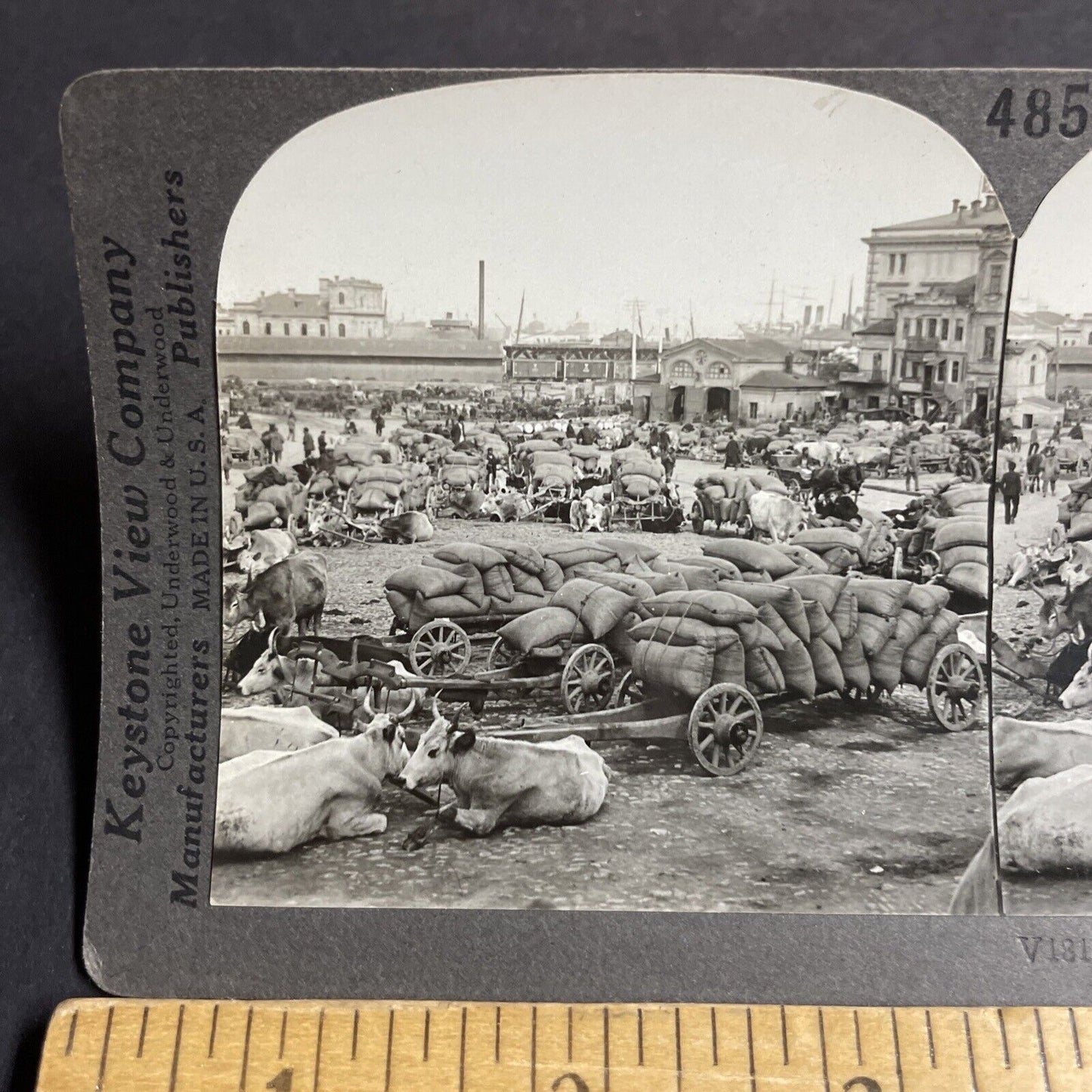 Antique 1920s Odessa Ukraine Sea Port For Grain Stereoview Photo Card P4240