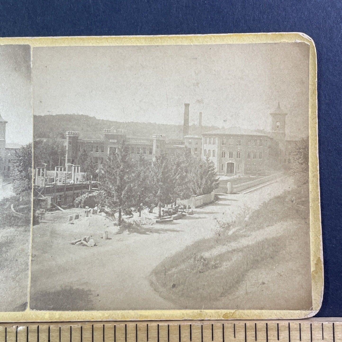 Large Cotton Mill or Factory Stereoview Appalachians? Antique c1870 X2474