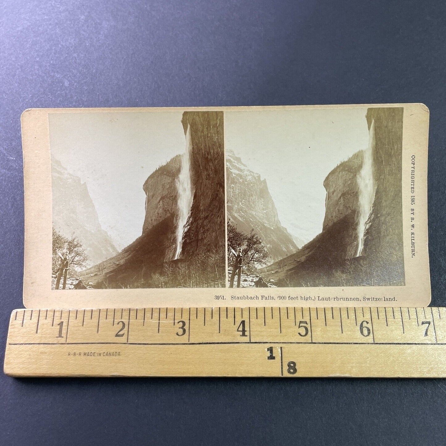 Antique 1885 Staubbach Falls Lauterbrunnen Schweiz Stereoview Photo Card P3321