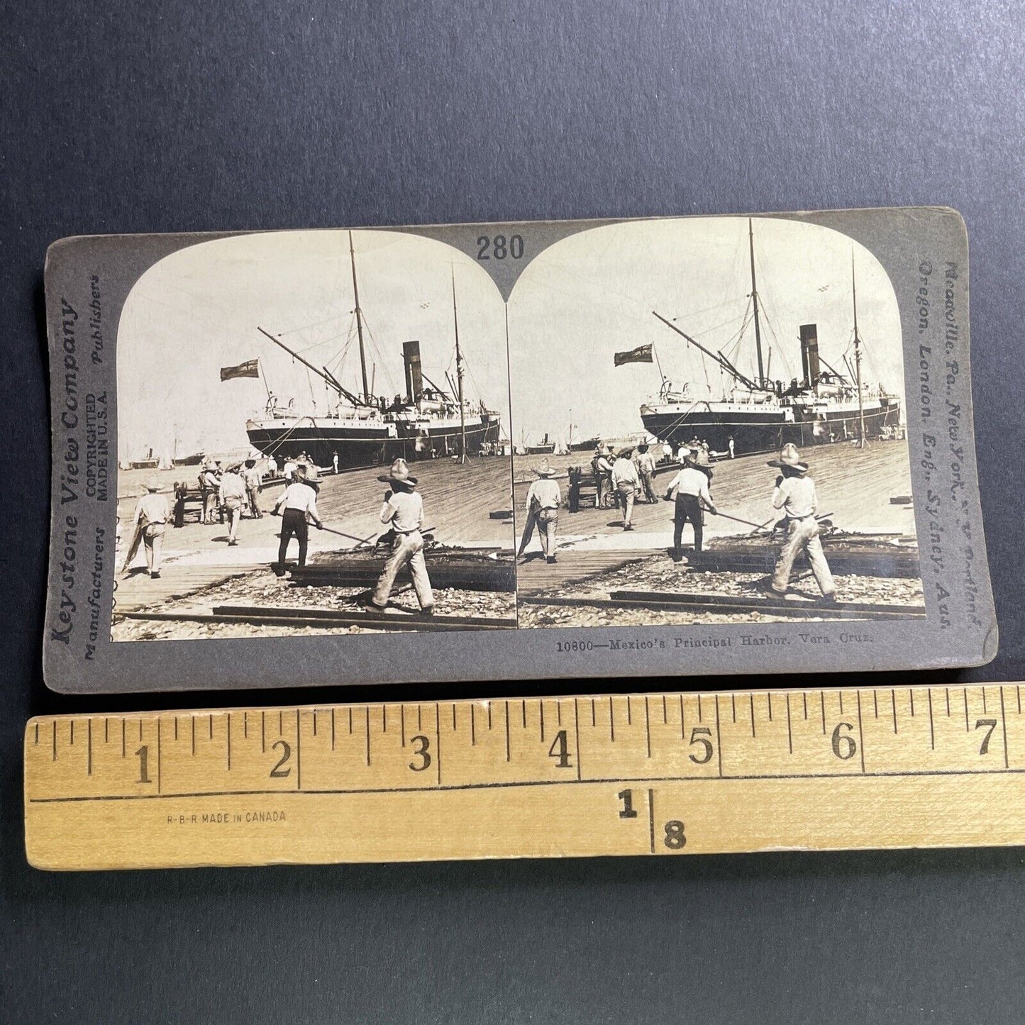 Antique 1917 Veracruz Shipping Harbor Mexico Stereoview Photo Card P1605