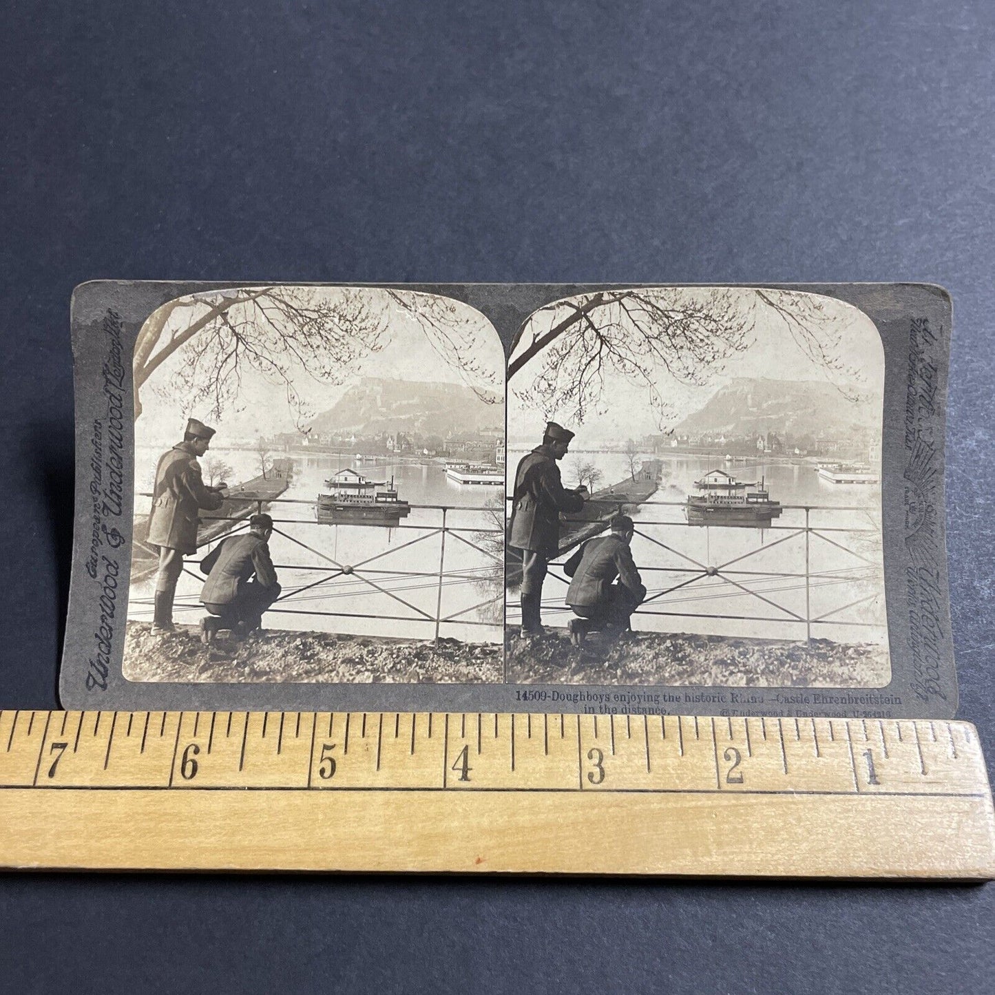 Antique 1918 US Army In Germany WW1 Stereoview Photo Card P4945